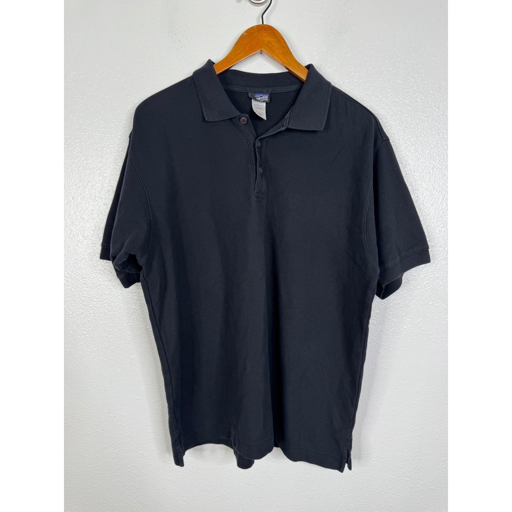 Patagonia Mens Organic Cotton Short Sleeve Polo Shirt Black Size M 52652